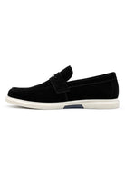 Men’s Milo Black Suede Leather Penny Loafers Sartorial Shoes