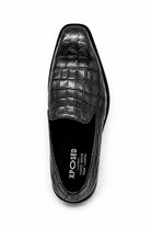 ELBA Men’s Grey Croc Embossed Leather Chisel Toe Loafers Sartorial Shoes