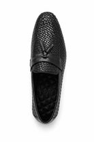 DIVO Men’s Black Handmade Woven Leather Tassel Loafers Sartorial Shoes