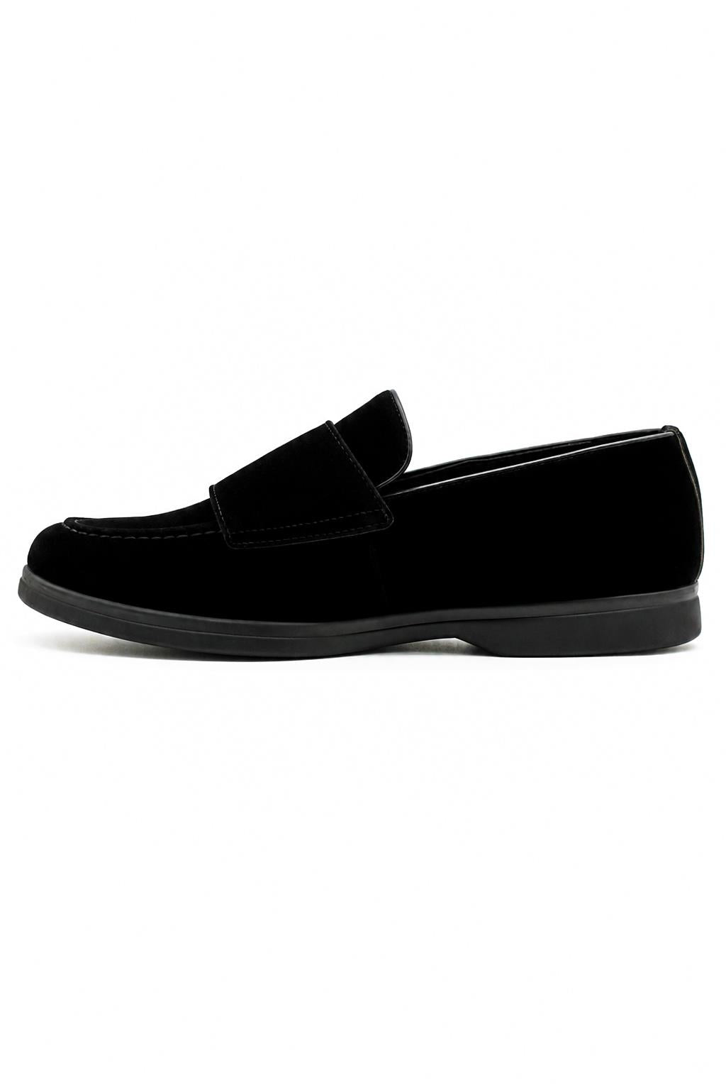 Men's Black Faux Suede Double Monk Strap Loafers Sartorial Shoes
