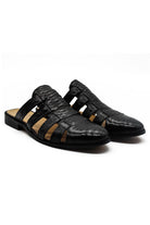 Men’s Essa Black Real Leather Mule Sandals Sartorial Shoes
