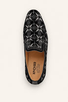VITO Men’s Black Silver Embroidered Velvet Real Leather Party Loafers Sartorial Shoes