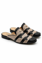 Men’s Black & Beige Shiny Patent Print Half Shoes Sartorial Shoes