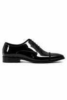 MIRO 2 Men’s Black Hi-Shine Patent Leather Cap Toe Oxford Shoes Sartorial Shoes