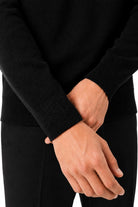 Men's Black 100% Cotton Fine Knit Button Neck Polo Jumper CAVANI