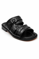 Men’s Ade 2 Black Handmade Real Leather Embossed Sandals Sartorial Shoes