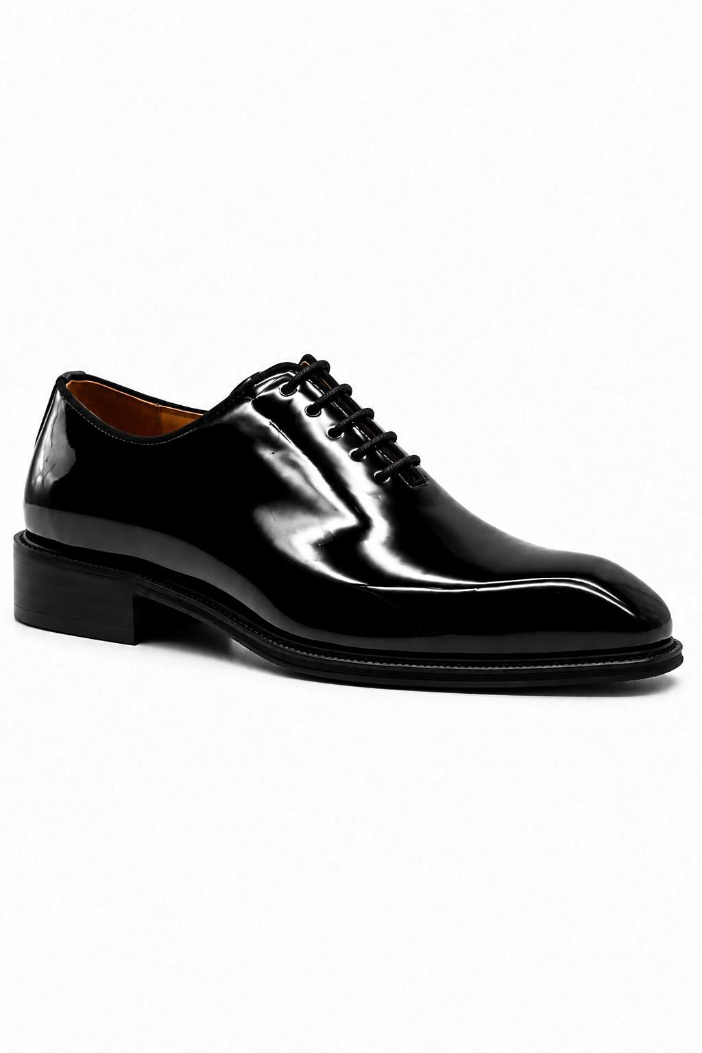 MIRO 1 Men’s Black Hi-Shine Patent Leather Wholecut Oxford Shoes Sartorial Shoes