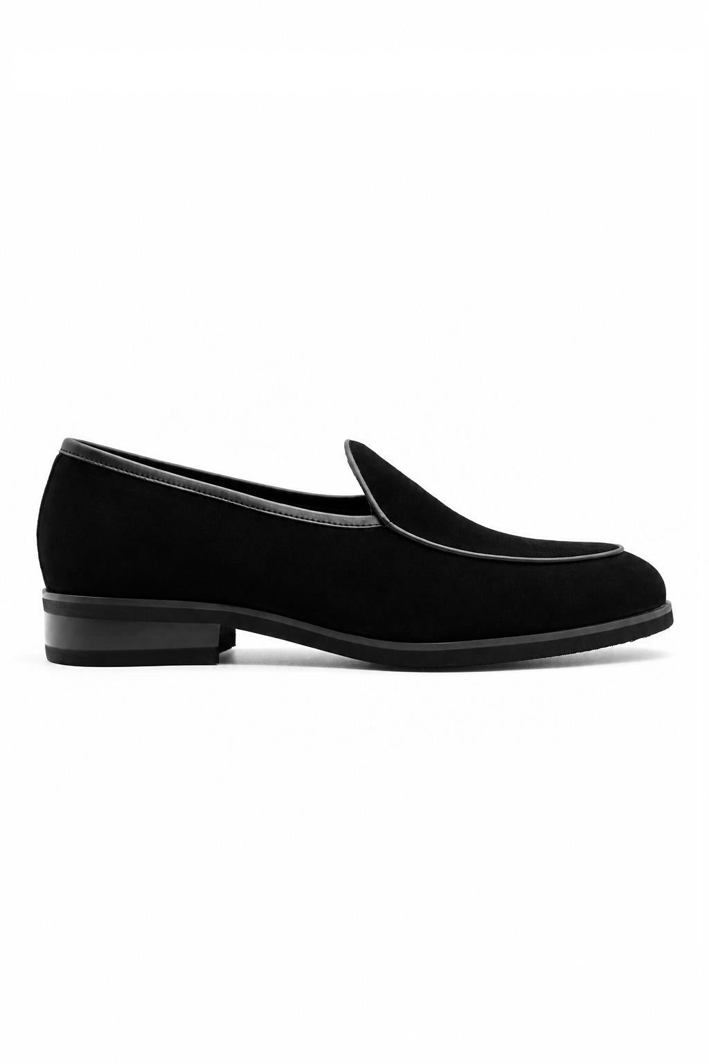 Men's Black Suede Leather Dress Loafers Sartorial Shoes