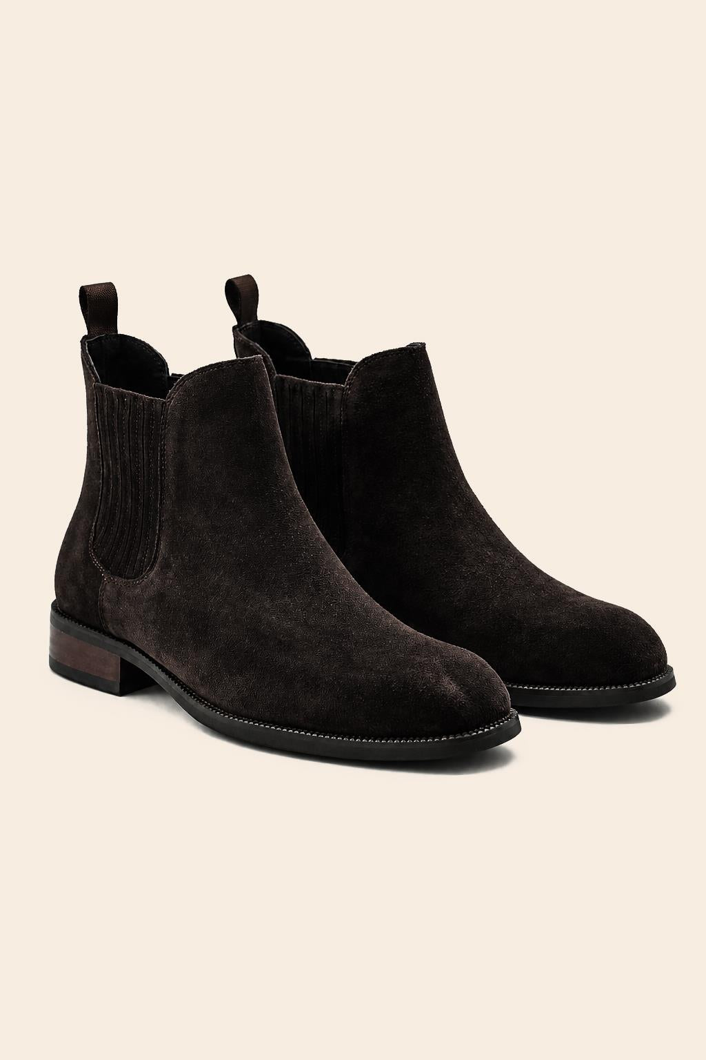 RAMOS Men’s Brown Smooth Suede Leather Chelsea Boots Sartorial Shoes