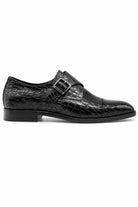ELAN Men's Black Croc Embossed Leather Single Monk Strap Shoes Sartorial Shoes
