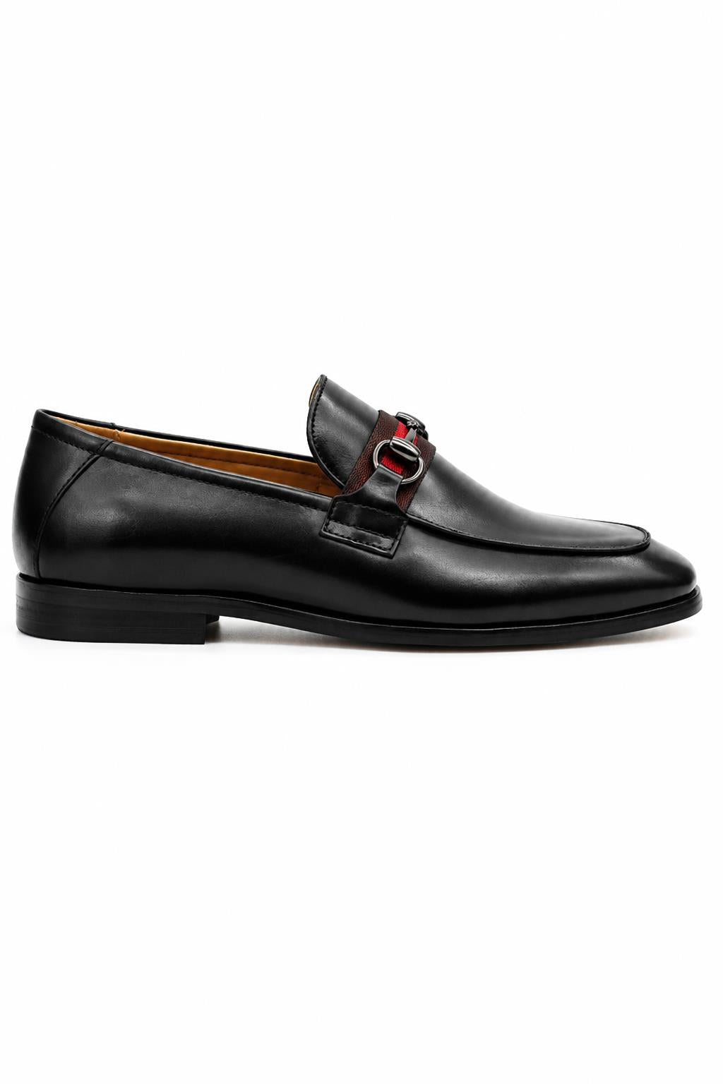 Black Leather Loafers with Snaffle Bit Buckle Sartorial Shoes