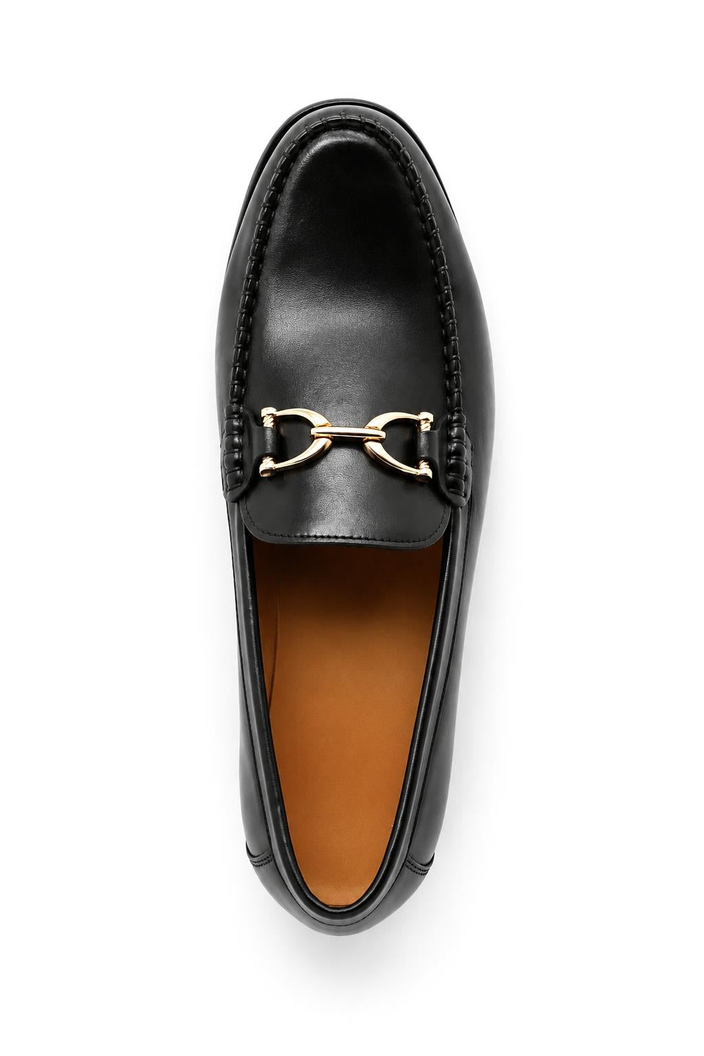 ARLO Men’s Black Polished Leather Gold Buckle Dress Loafers Sartorial Shoes