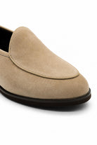 Beige Suede Leather Dress Loafers Sartorial Shoes