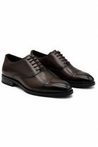 Men's Classic Brown Faux Leather Toe Cap Oxford Lace-up Shoes Sartorial Shoes