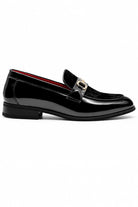 Men's Black Floral Velvet Patent Snaffle Dress Loafers Sartorial Shoes