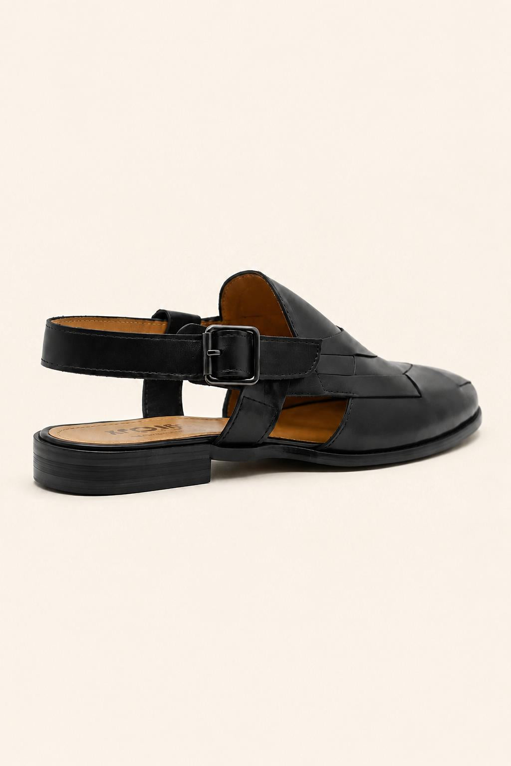 Men's Black Handmade Real Leather Woven Sandals Sartorial Shoes