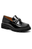 Men's Black Patent Faux Leather Snaffle Loafers Sartorial Shoes