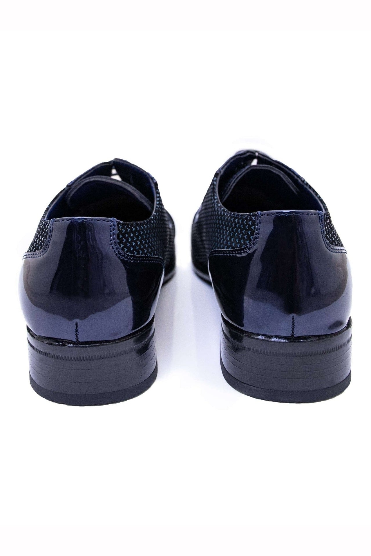 TWO TONE PATENT LEATHER LACE UP SHOES