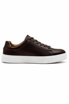Men’s Coffee Brown Grain-Effect Faux Leather Lace-Up Trainers Sartorial Shoes