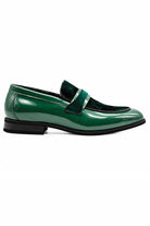 Men's Green Floral Velvet Patent Dress Loafers Sartorial Shoes