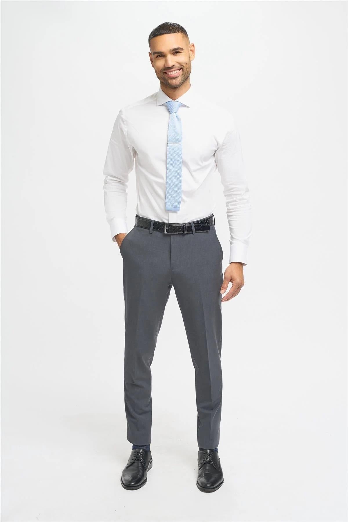 Cavani Bond Men’s Charcoal Wool Rich Tailored Trousers CAVANI