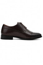 Men's Brown Printed Faux Leather Derby Dress Shoes Sartorial Shoes