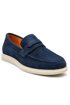 Men’s Milo Navy Blue Suede Leather Penny Loafers Sartorial Shoes