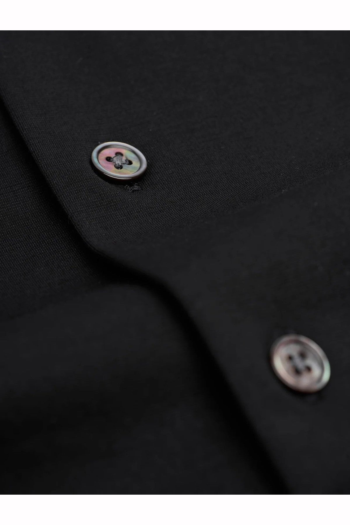 Black Cotton Stretch Slim Fit Shirt – Short Sleeve