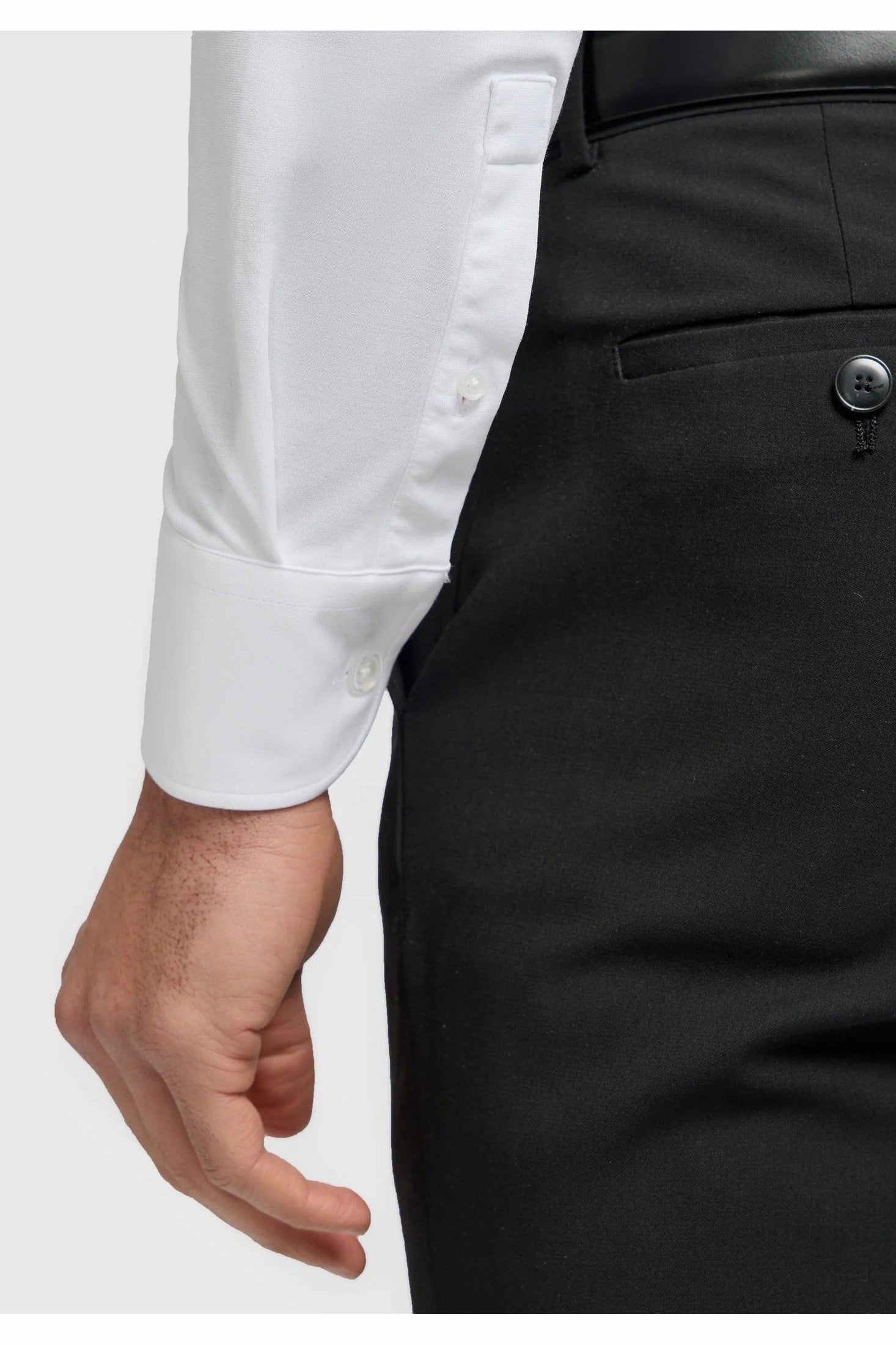 Cavani – White Cotton Blend Stretch Slim Fit Shirt CAVANI