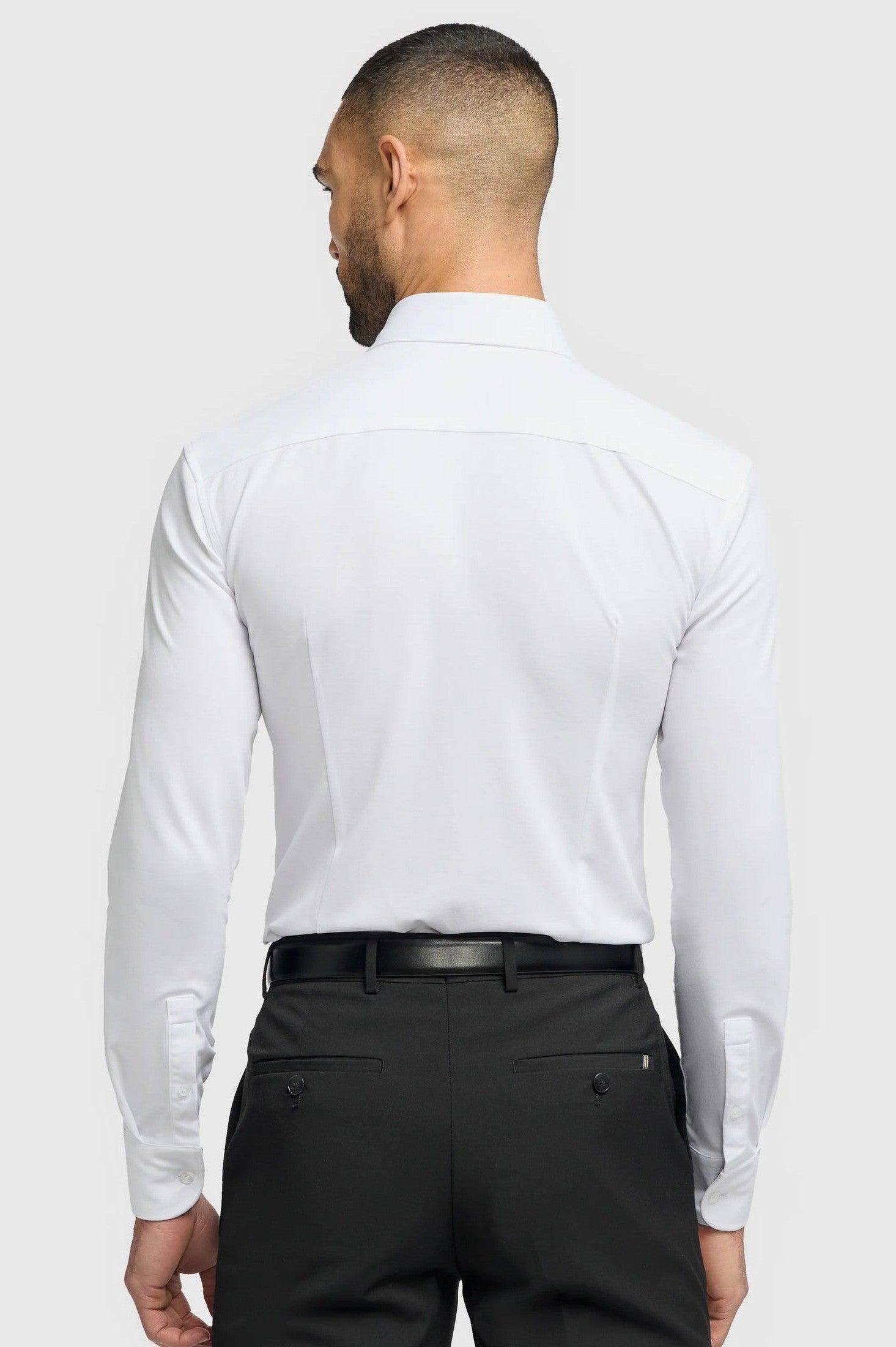 Cavani – White Cotton Blend Stretch Slim Fit Shirt CAVANI