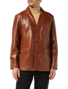 MEN’S VINTAGE MID LENGTH TAN LEATHER JACKET
