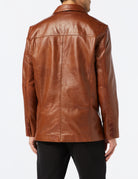 MEN’S VINTAGE MID LENGTH TAN LEATHER JACKET