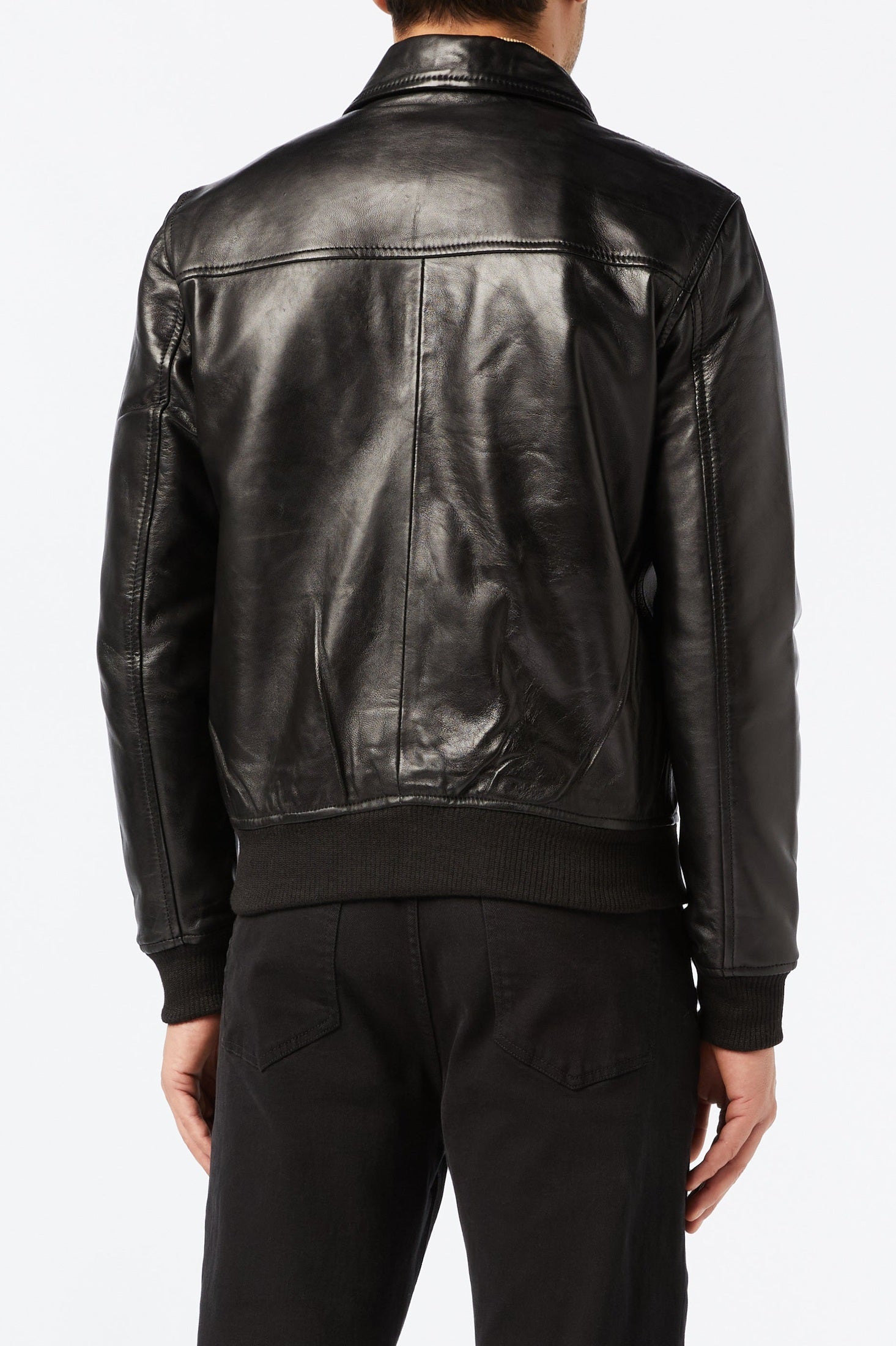 Mens Black Soft Real Leather Vintage Classic Bomber Style Biker Jacket All Sizes