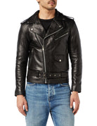 Mens Waxed Soft Real Leather Black Biker Jacket Vintage Classic Motorcycle Style