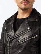 Mens Waxed Soft Real Leather Black Biker Jacket Vintage Classic Motorcycle Style