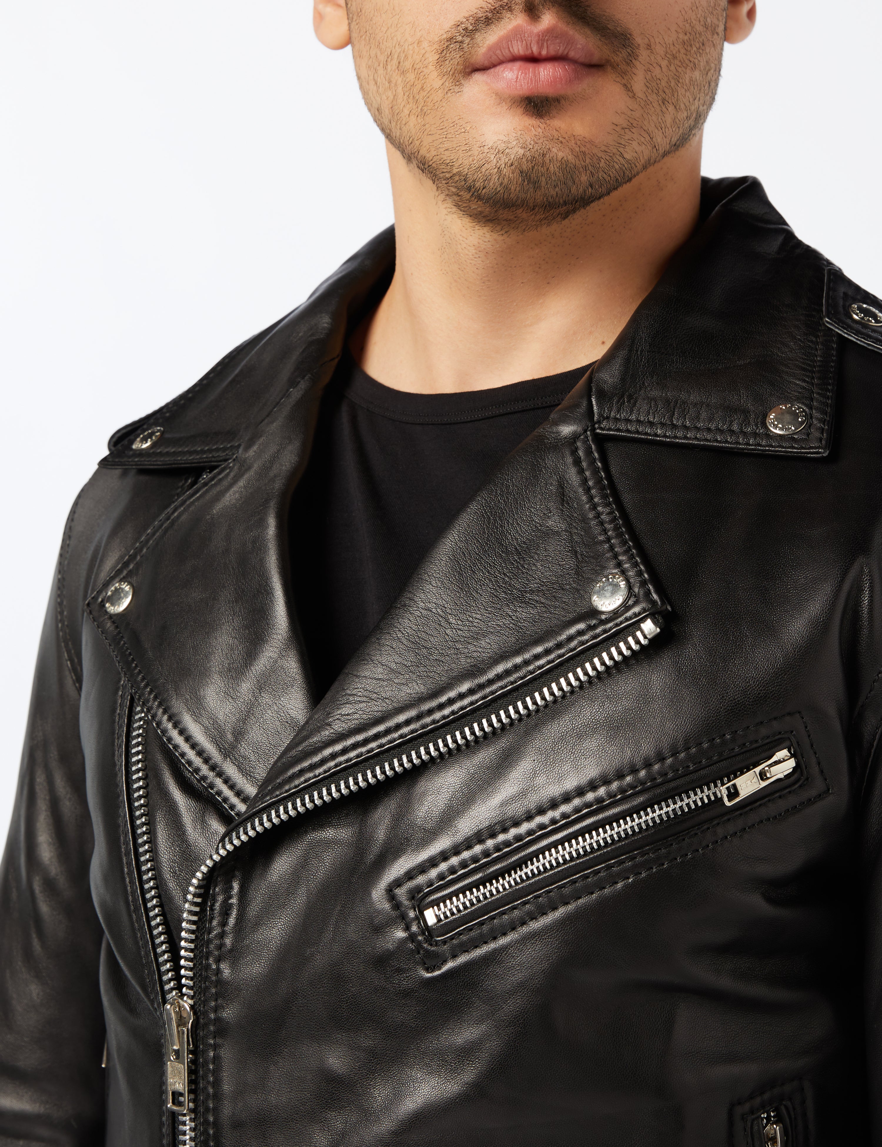 Mens Waxed Soft Real Leather Black Biker Jacket Vintage Classic Motorcycle Style