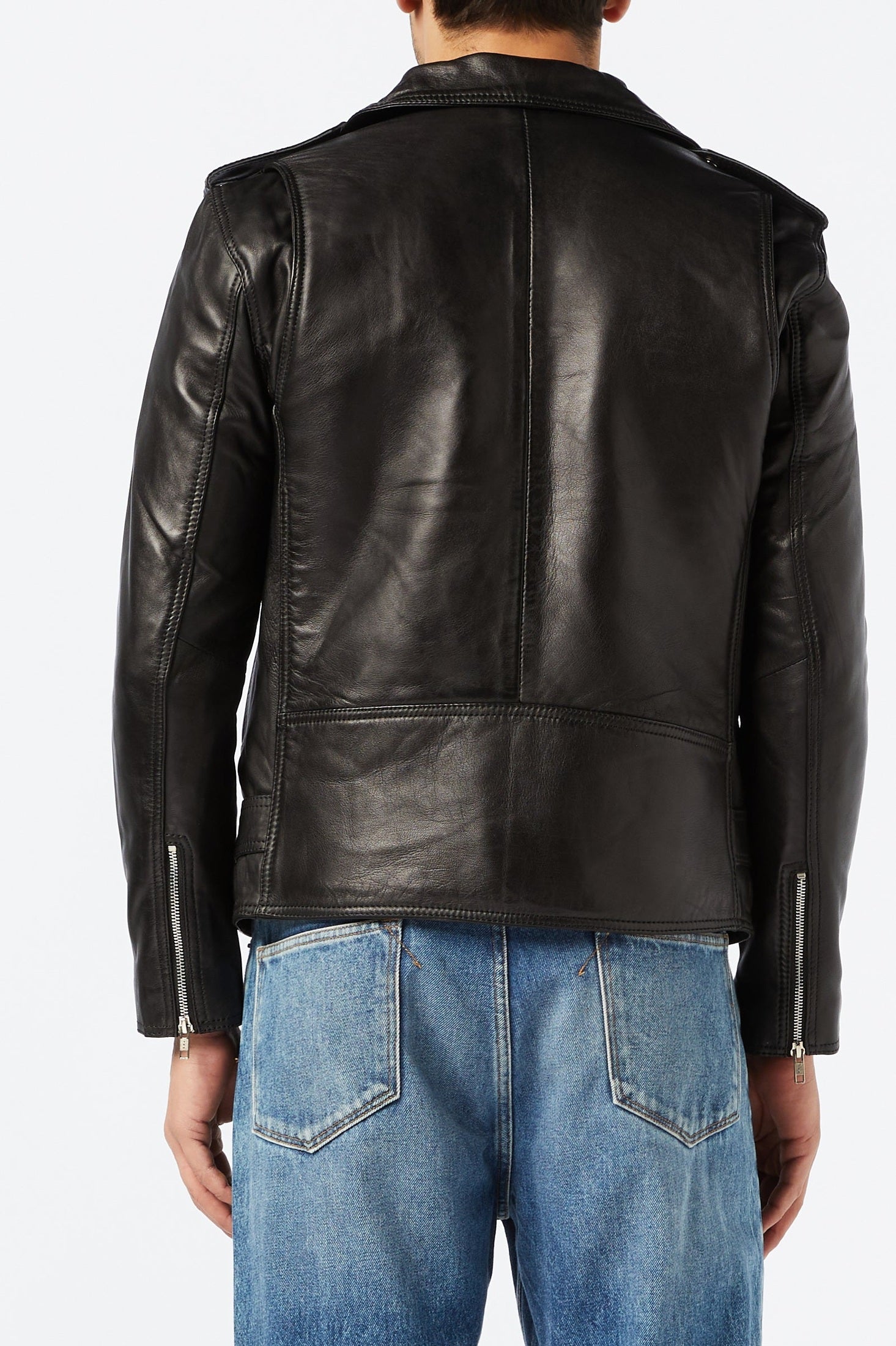 Mens Waxed Soft Real Leather Black Biker Jacket Vintage Classic Motorcycle Style