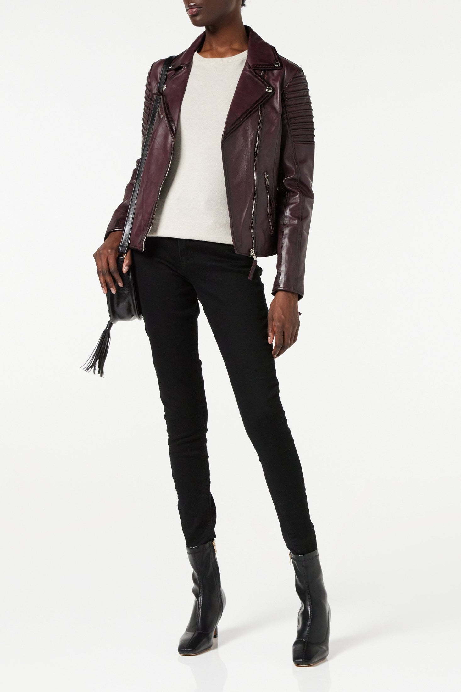 Ladies Retro Biker Burgundy