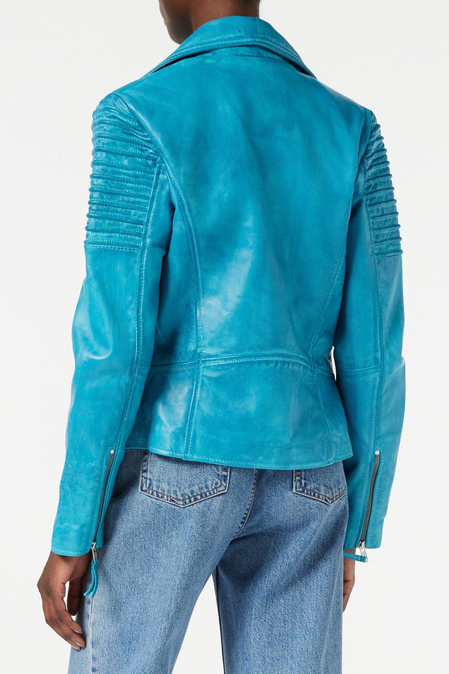 Ladies Retro Biker Frozen Blue