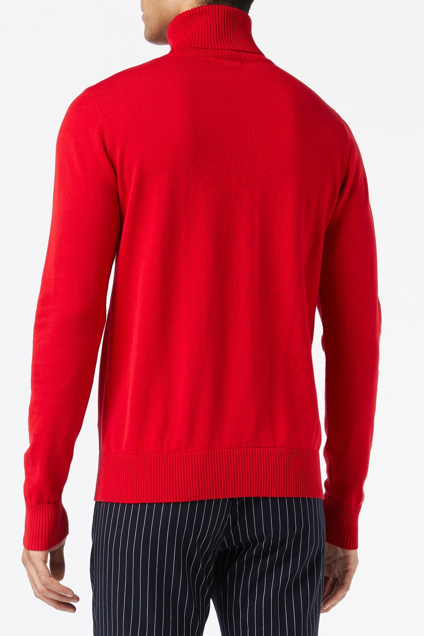 G 1808 - Mens Roll Neck Red Jumper Soft Cotton Fine Knitted
