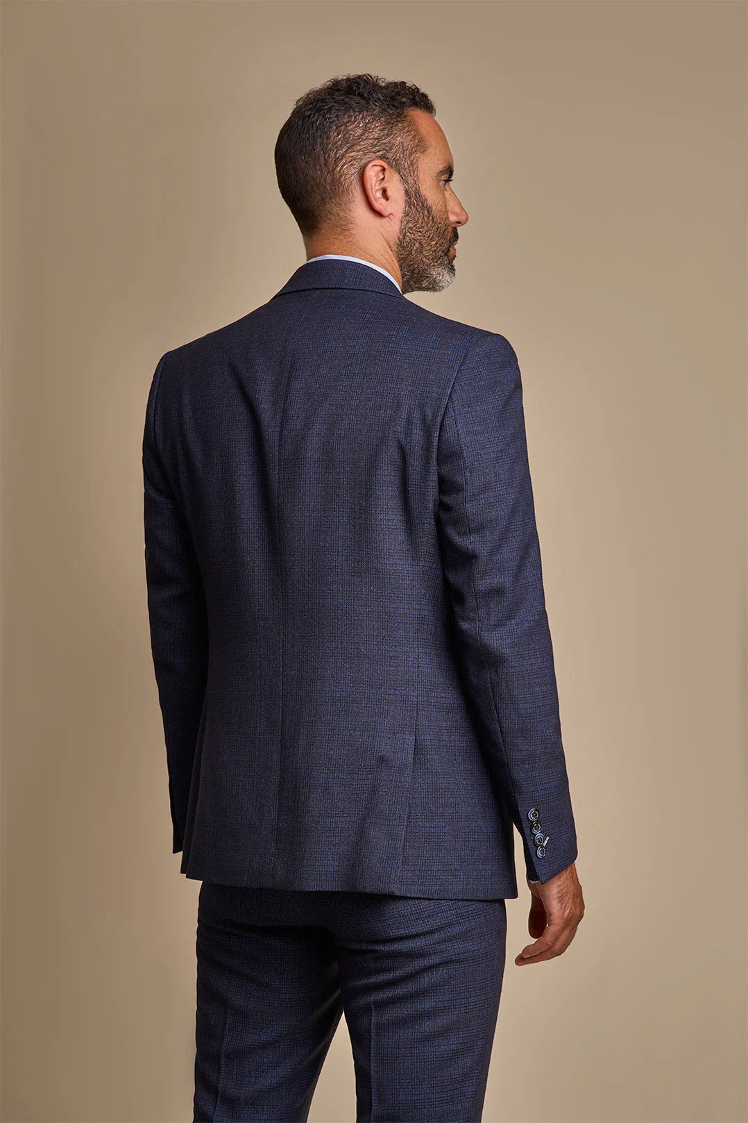 CARIDI - NAVY CHECK SUIT BLAZER CAVANI