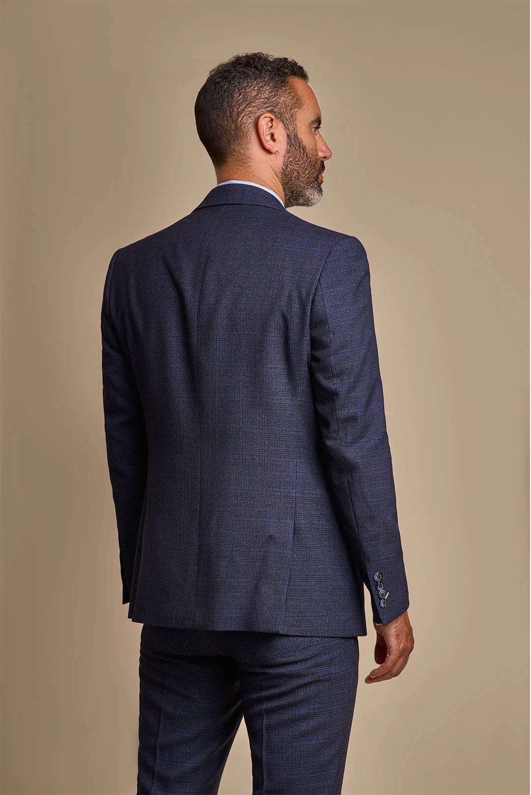 CARIDI - NAVY CHECK SUIT BLAZER CAVANI