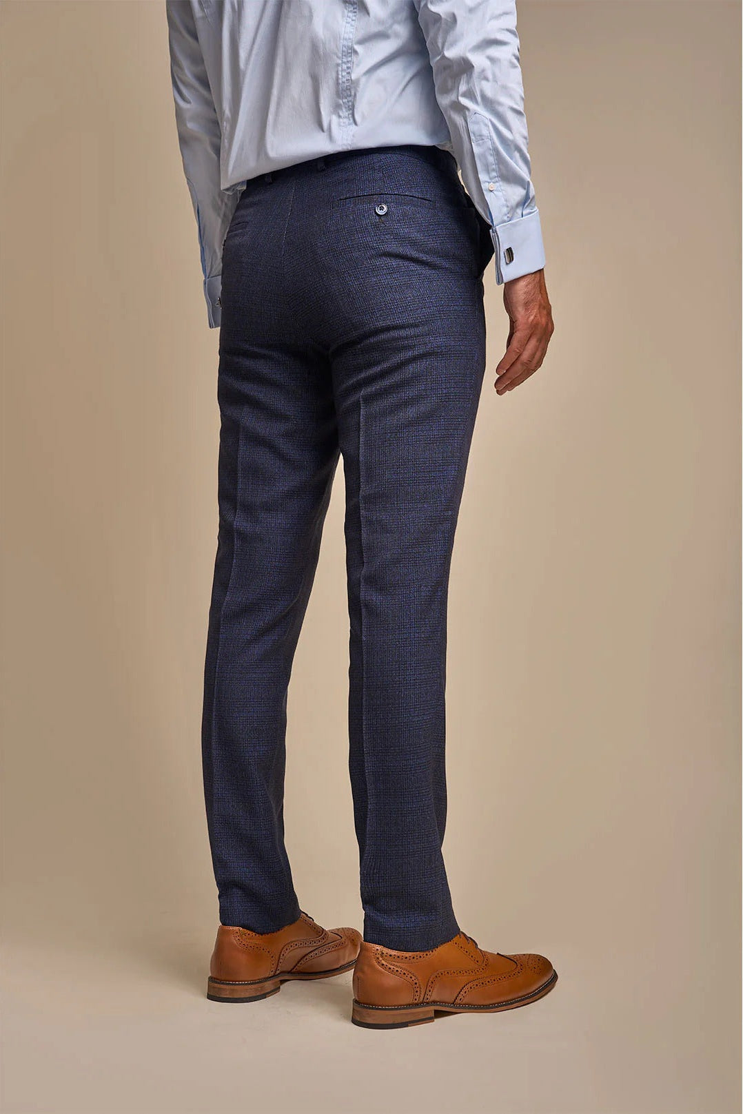 CARIDI - NAVY CHECK TROUSERS CAVANI