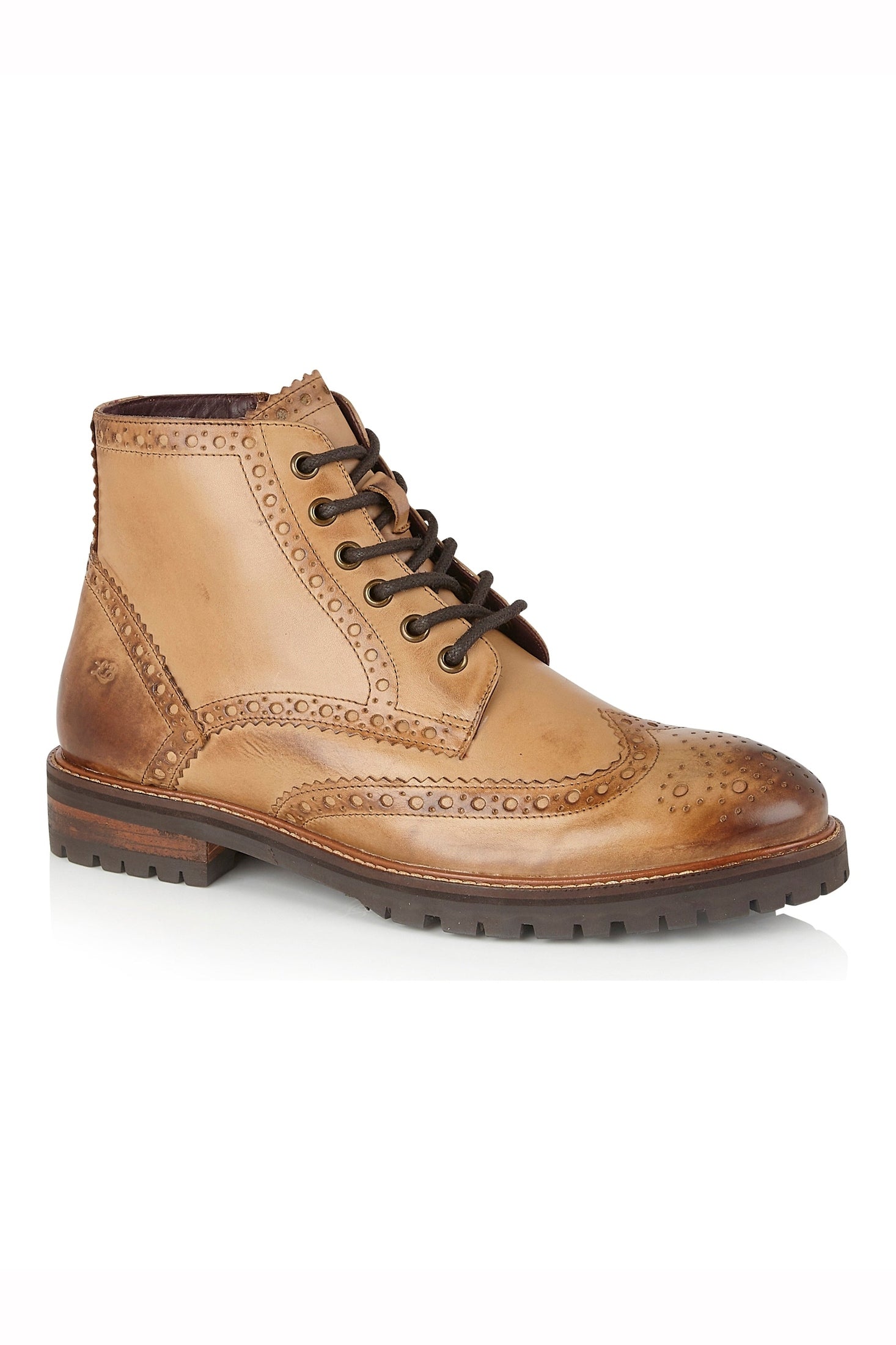 LACE UP DERBY BROGUE BOOTS IN TAN