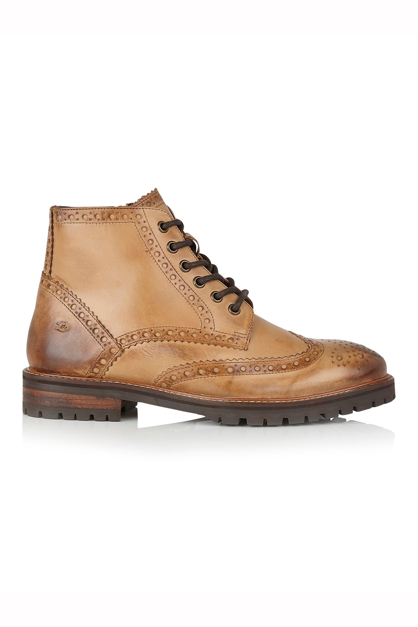 LACE UP DERBY BROGUE BOOTS IN TAN