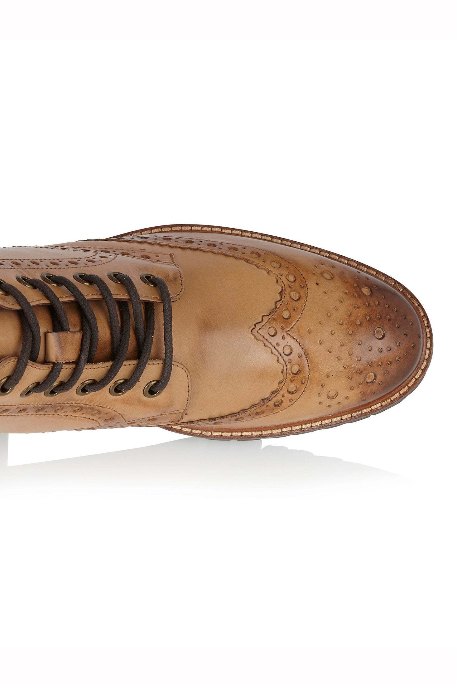 LACE UP DERBY BROGUE BOOTS IN TAN