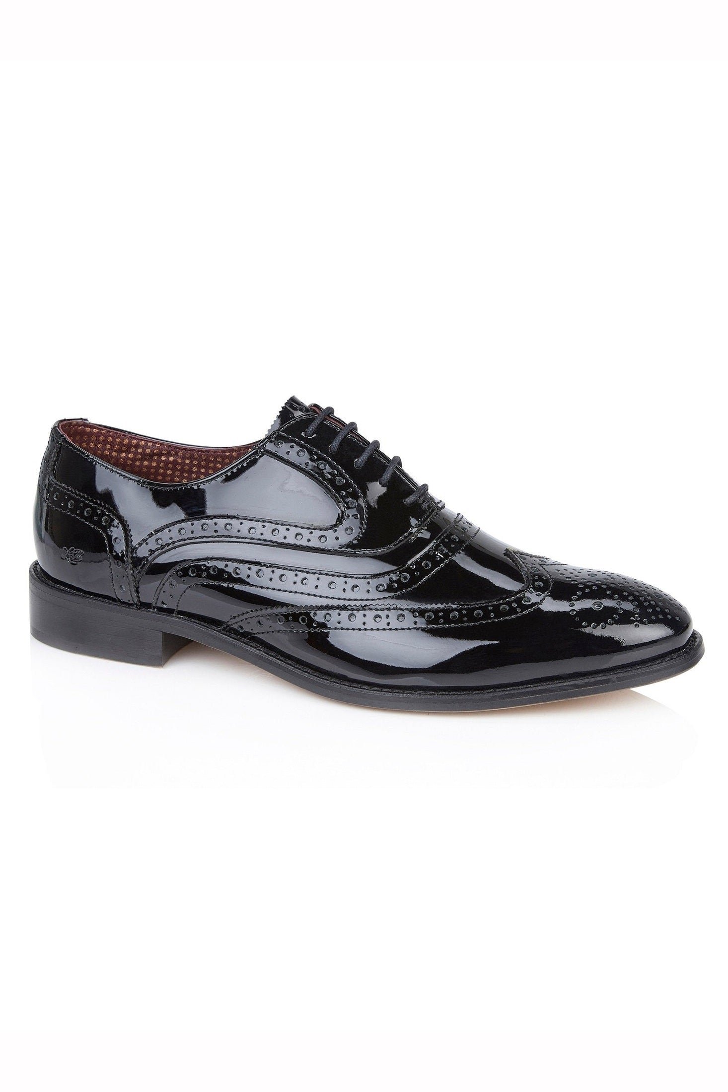 PATENT LEATHER OXFORD BROGUE - BLACK