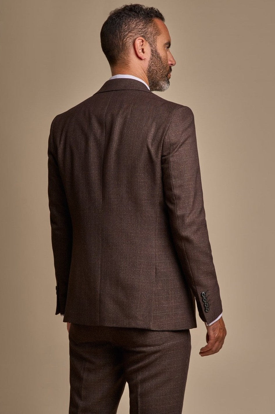 CARIDI – TAILORED FIT 3 PIECE SUIT IN BROWN CHECK CAVANI