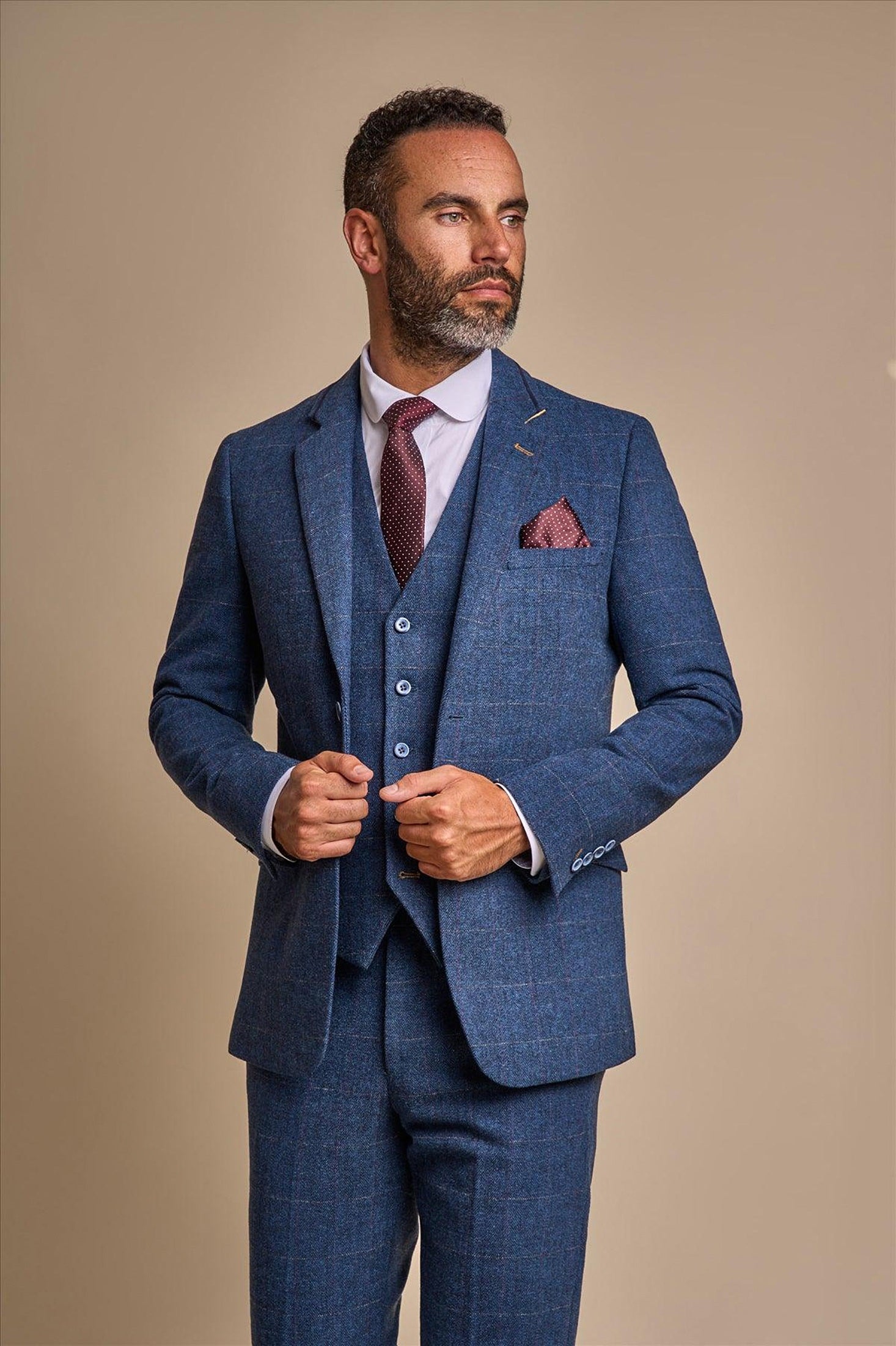 CARNEGI - BLUE TWEED CHECK BLAZER CAVANI