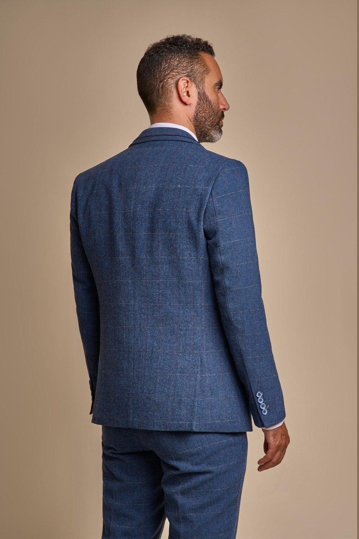 MENS CARNEGI NAVY TWEED THREE PIECE SUIT CAVANI